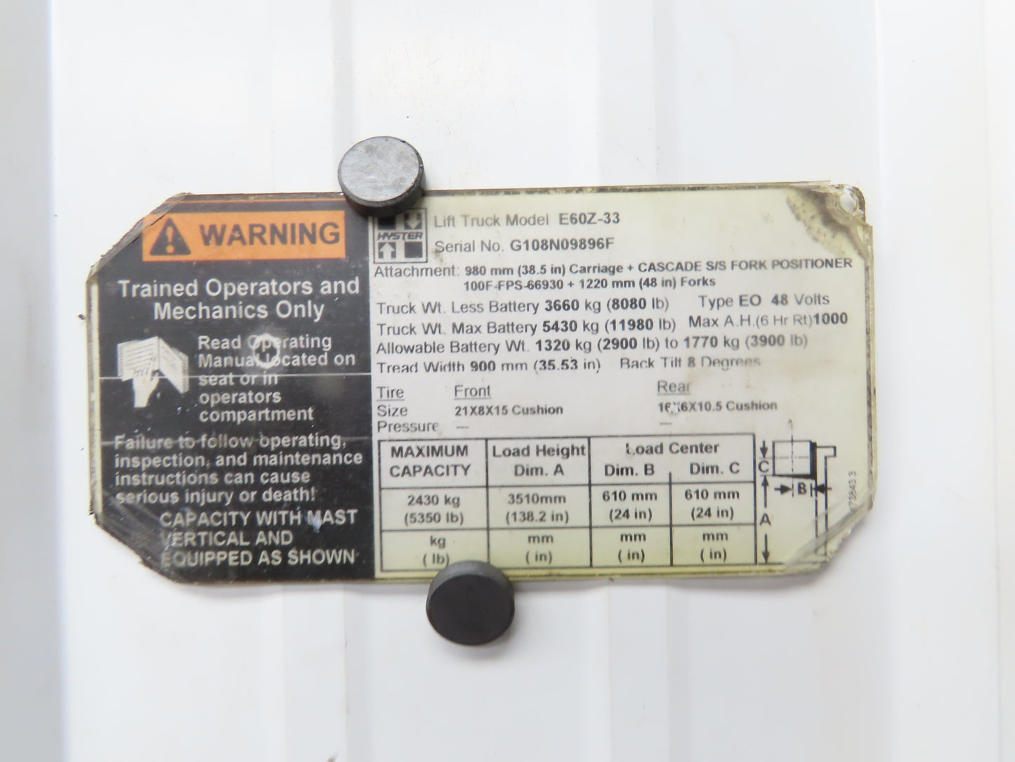 Hyster 8544612 Electric Forklift Arm Rest Four Lever Control Lift Tilt Shift