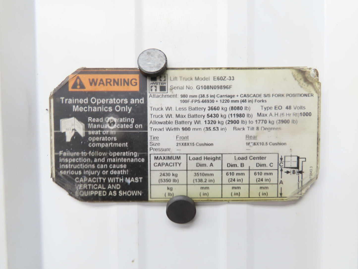 Hyster 8544612 Electric Forklift Arm Rest Four Lever Control Lift Tilt Shift