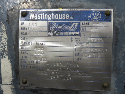 Westinghouse ABDP Life-Line A AC Motor 150Hp 180A 1183 RPM 460V 3PH 506US Frame