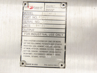 Fusion UV Systems I311MP-D Ultraviolet Light System Irradiator