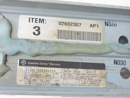 General Electric 02602307 AP1 Busway Spectra Series 90 Deg 3Ph 3 Wire 800A 600V
