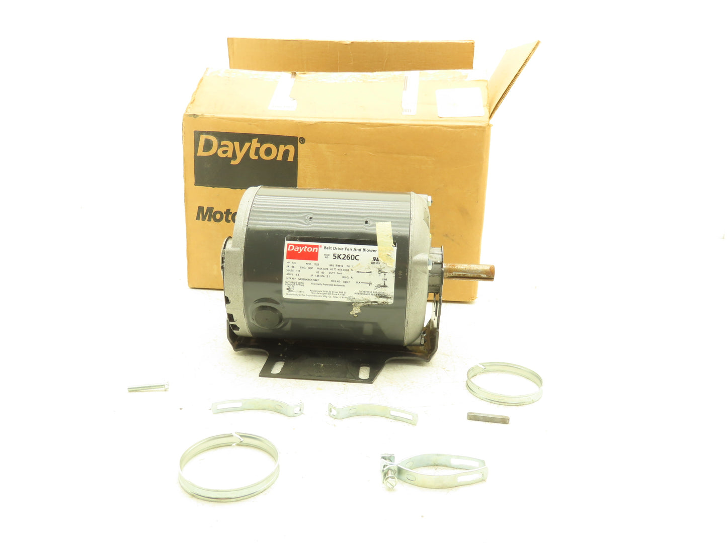Dayton 5K260C Belt Drive Fan Blower Motor 1/4Hp 1725rpm 115V 1PH 56 Frame ODP