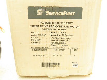 Emerson KA55HXFNK-1474 PSC Condenser Fan Motor 1/3Hp 825rpm 208-230V 1PH 48Y