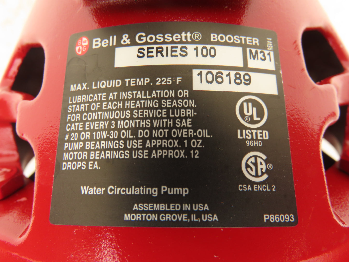 Bell & Gossett 106189 Series 100 Circulator Booster Pump 1"Flanged 115V 1PH