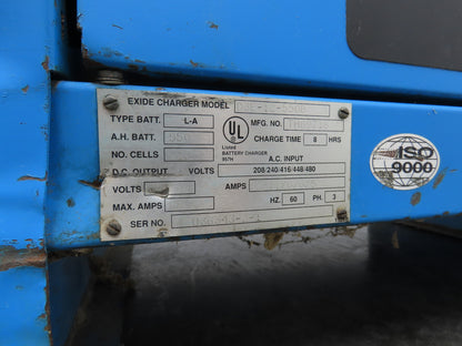 Exide D3E-12-550B Depth Forklift Battery Charger 24V 550Ah 88A 208/240/480V 3Ph