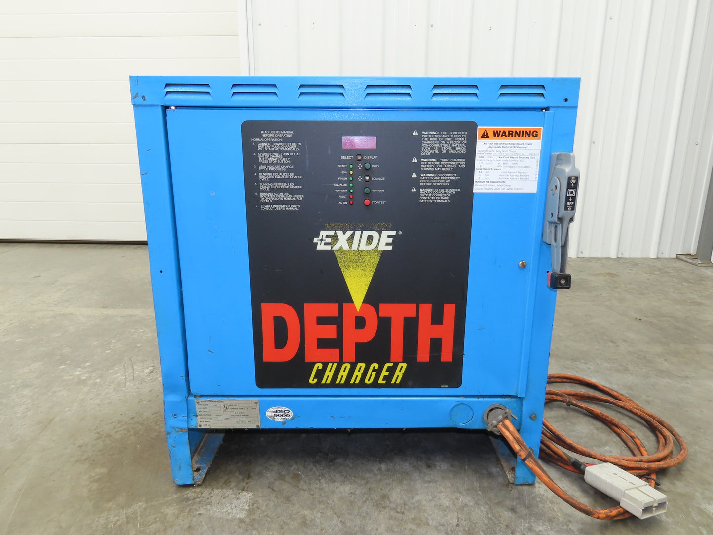 Exide D3E-12-550B Depth Forklift Battery Charger 24V 550Ah 88A 208/240/480V 3Ph