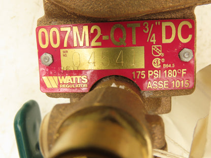 Watts 007M2-QT 3/4" DC Double Check Valve Assembly Ball Valve Backflow Preventer