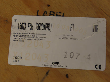 Belden 1667A F6H GRYDKPRL Cat 5 Unshielded Datatwist Cable 2x4 Pair 24awg 1000'