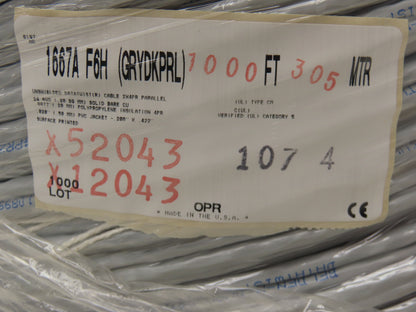 Belden 1667A F6H GRYDKPRL Cat 5 Unshielded Datatwist Cable 2x4 Pair 24awg 1000'