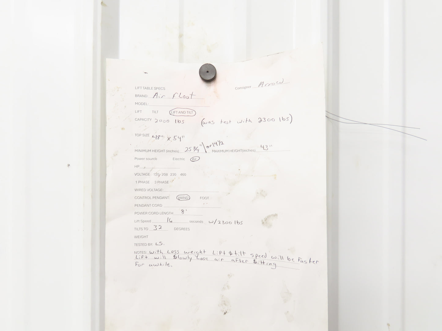 Airfloat Pneumatic Lift Tilt Table Tote Tipper 2000lbs 32° Degree 54x48" Top