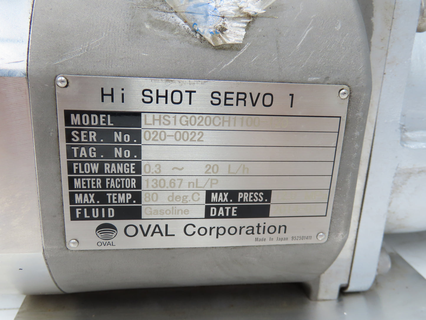 Oval Corp LHS1G020CH1100-120 Hi Shot Servo 1 Fuel Flow Meter 0.1-30 L/Hr 12MPa