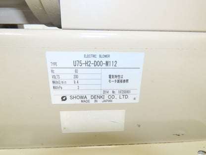 Showa Denki U75-H2-D00-M112 Centrifugal Blower Fan 332 CFM .75kw 230V 3PH 75mm