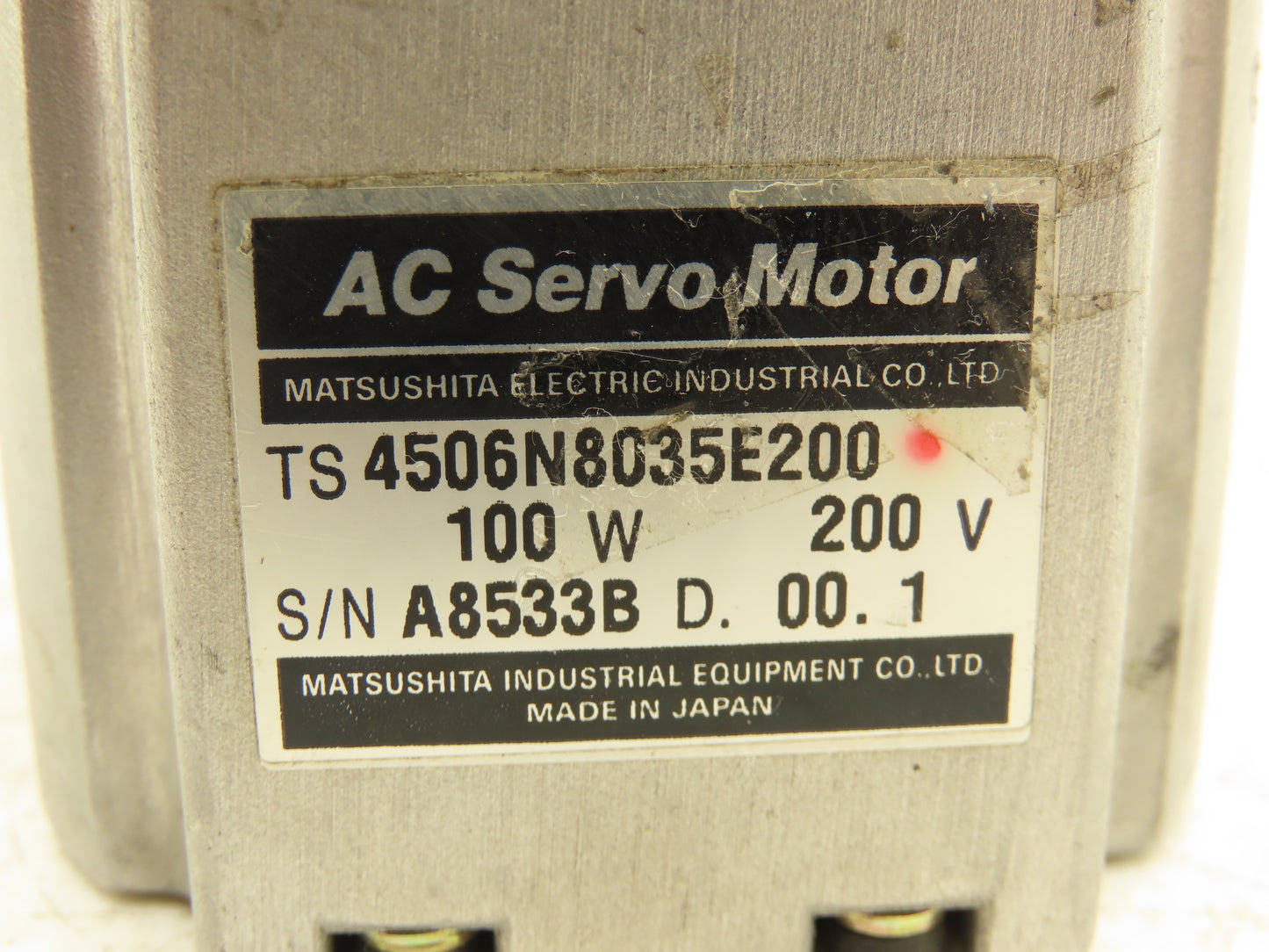 Matsushita TS 4506N8035E200 AC Servo Motor 100W 200V With Encoder 10mm Shaft