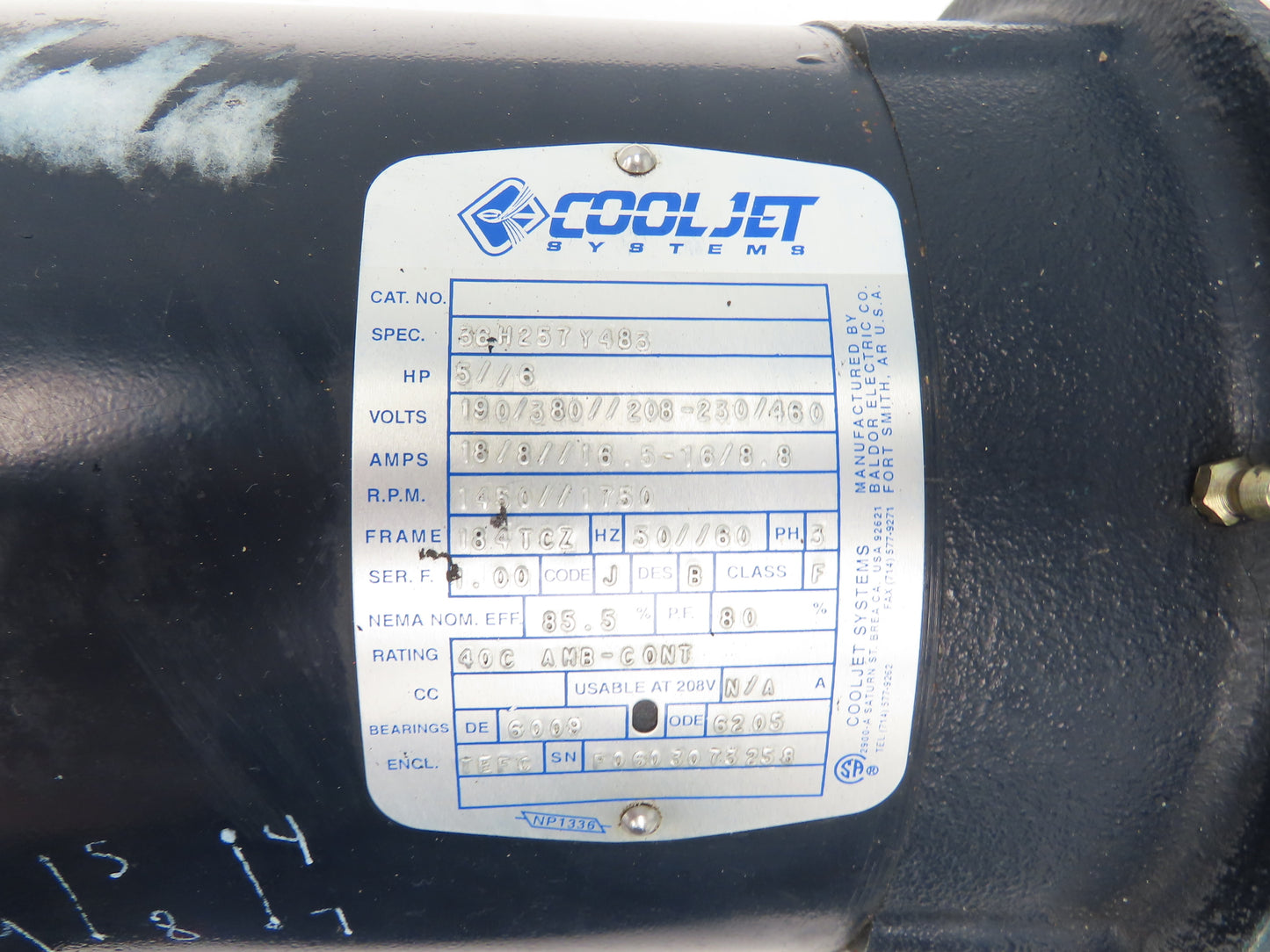 Cool Jet Wanner 36H257Y483 Hydra-Cell Diaphragm Pump 5Hp 230/460V 3PH 1"x 3/4"