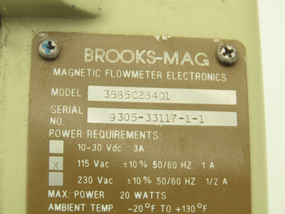 Brooks Mag 3580 Digital Magnetic Flowmeter Flow Transmitter 3585C2B4D1