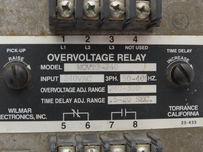 Wilmar Electronics Overvoltage Relay 240VAC 50-400Hz 240-300V Range 0.5-20 Sec