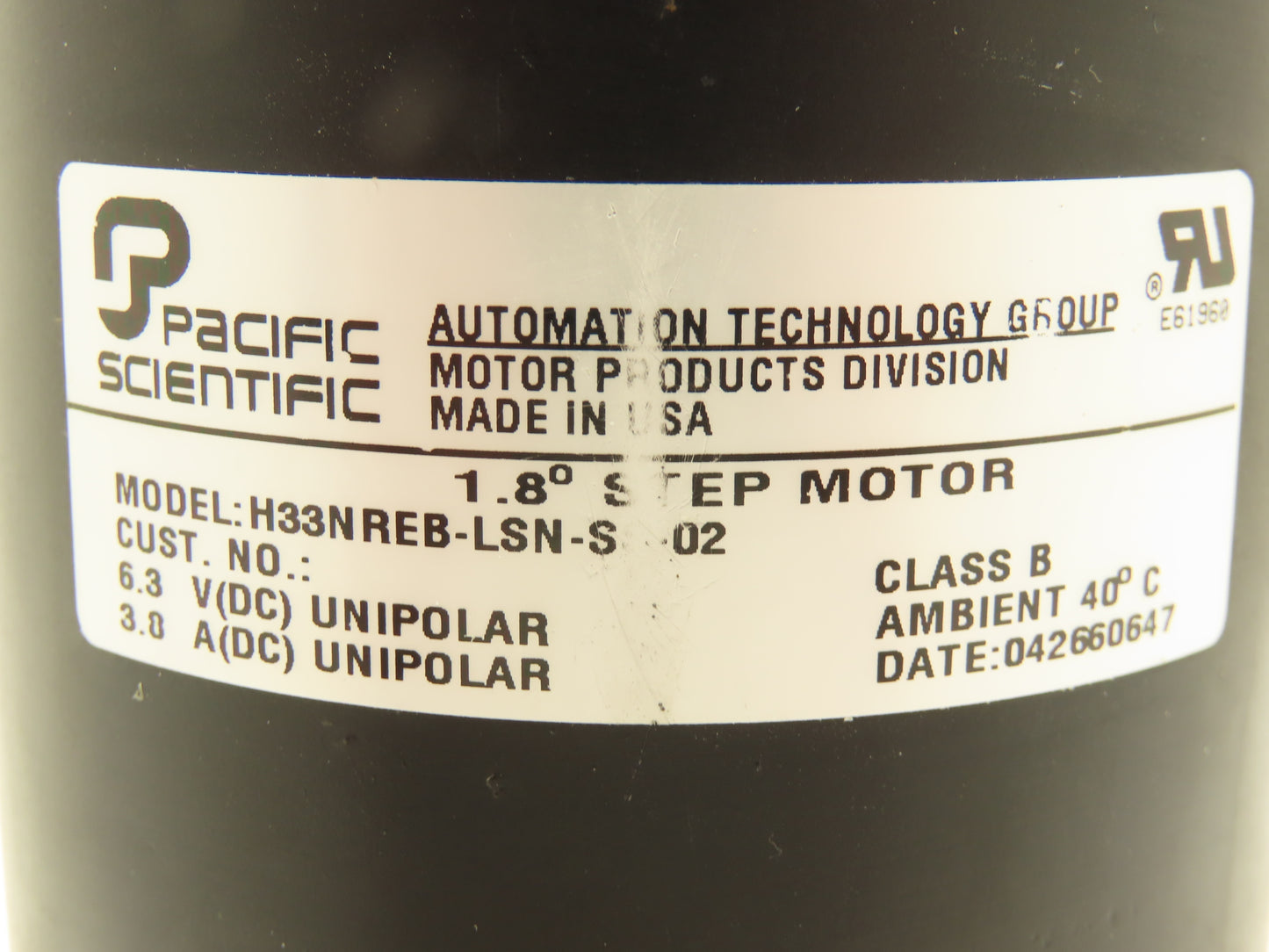 Pacific Scientific H33NREB-LSN-SS-02 AC Stepper Motor 6.3 VDC With Encoder