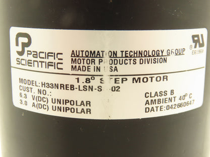 Pacific Scientific H33NREB-LSN-SS-02 AC Stepper Motor 6.3 VDC With Encoder