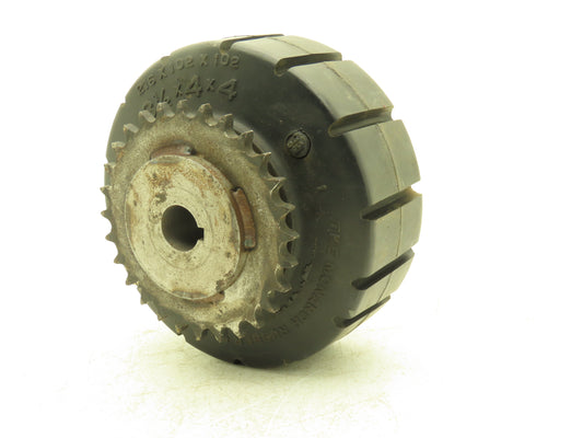 Solid Rubber Tire Lift 8-1/2"x 4" x 4" Chain Drive #50-28T Sprocket 1-1/8" Bore