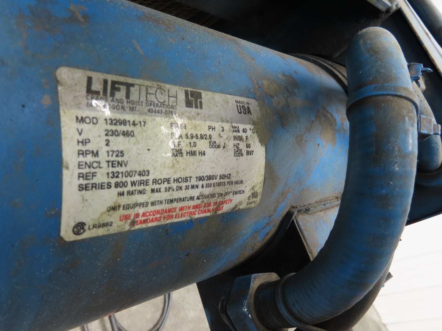 Shaw-Box 80L02025S16 Yale LiftTech Electric Cable Hoist 1 Ton 20' Lift 16FPM 3Ph