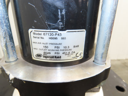 ARO 67120-P43 Pneumatic Extrusion Pump 6549 PSI 5 Gal Pail Lifter Unloader Cart