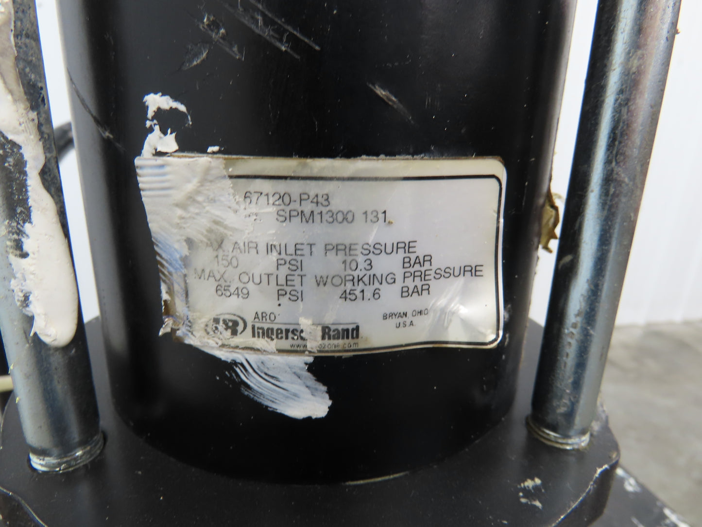 ARO 67120-P43 Pneumatic Extrusion Pump 6549 PSI 5 Gal Pail Lifter Unloader Cart