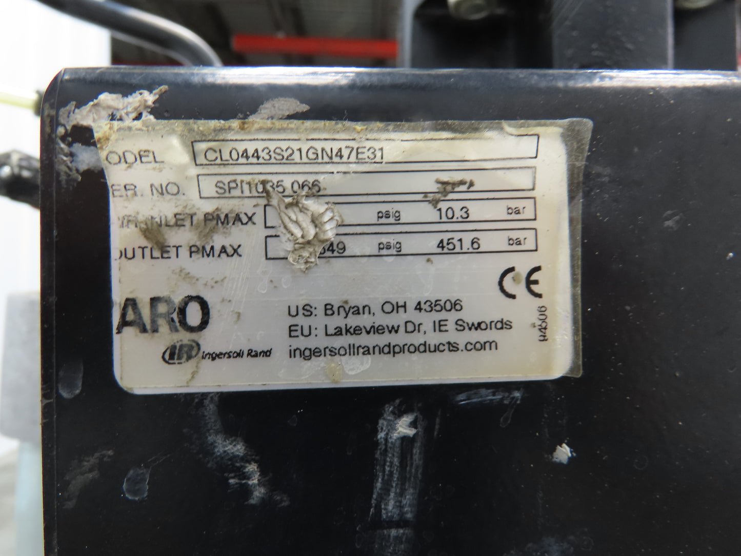 ARO AF0441-01 Pneumatic Extrusion Pump 6549 PSI 5 Gal Pail Lifter Unloader Cart