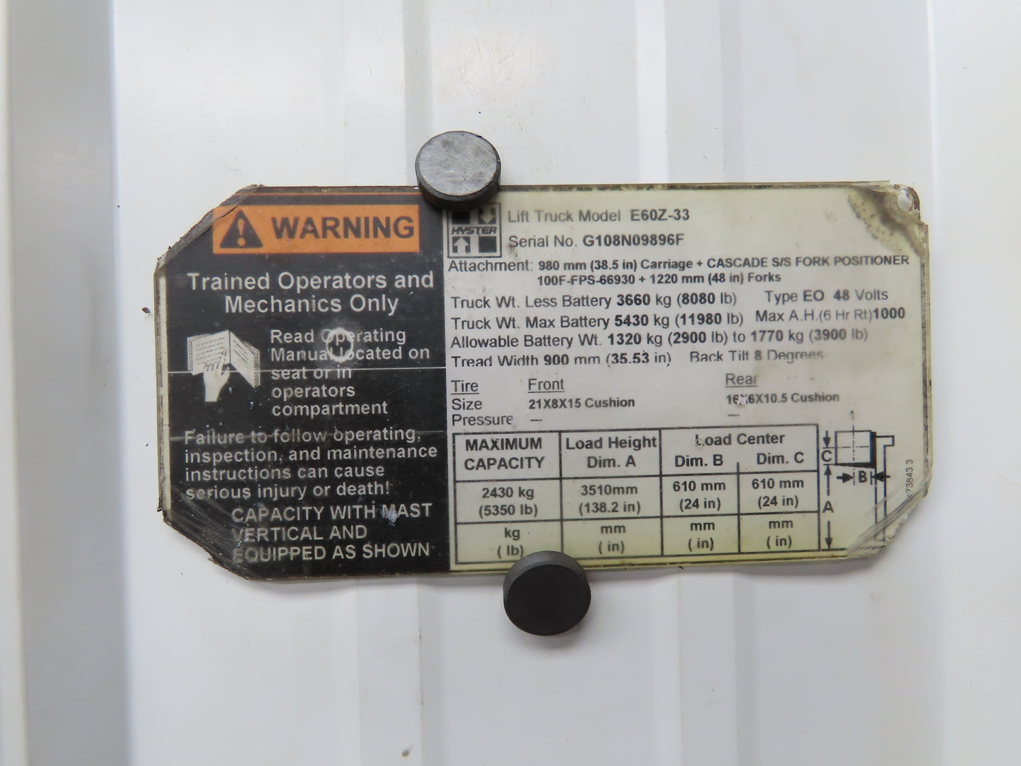 Hyster Hydraulic Manifold Block From E60Z-33 Forklift 8530551