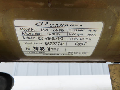 Danaher Motion TSW 112/4-195 DC Hydraulic Pump Motor Hyster E60Z Forklift 36/48V