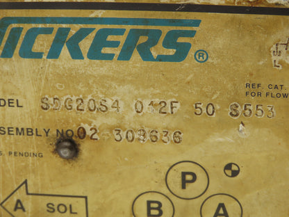 Vickers SDG20S4 012F 50 S553 Directional Control Solenoid Valve Spring Lever