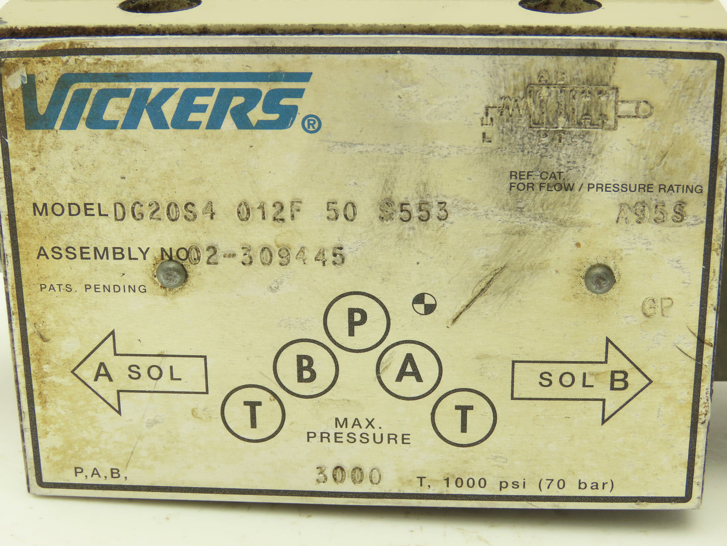 Vickers DG20S4 012F 50 S553 Directional Control Valve Spring Lever