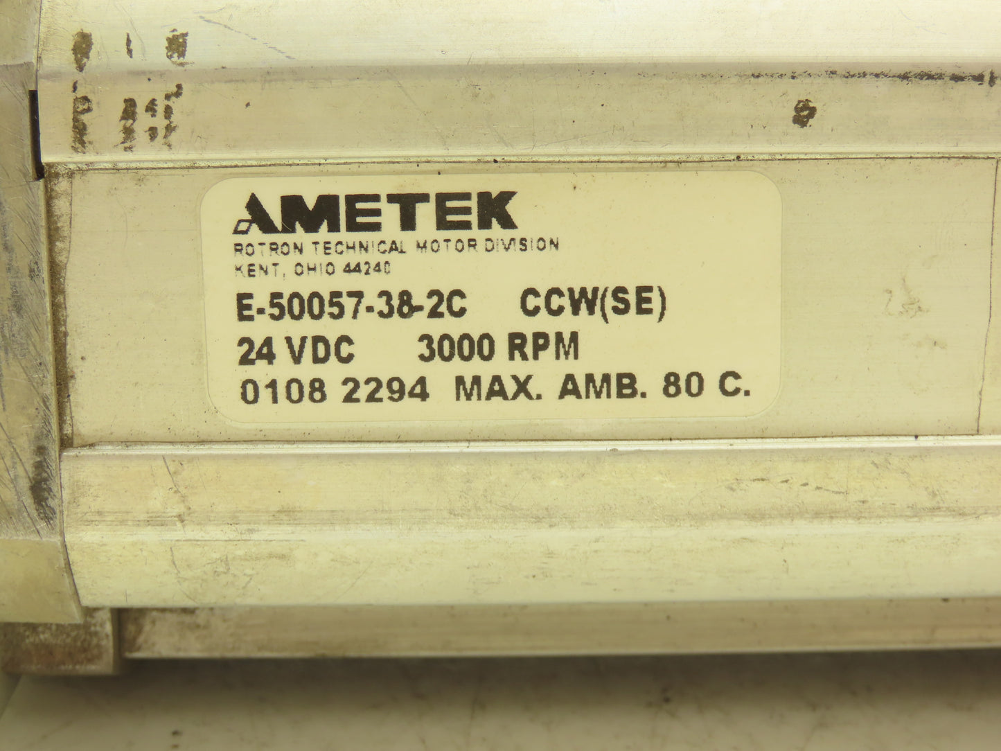 Ametek E-50057-38-2C DC Servo Motor 24VDC 3000rpm 1/2" Spline Shaft With Encoder