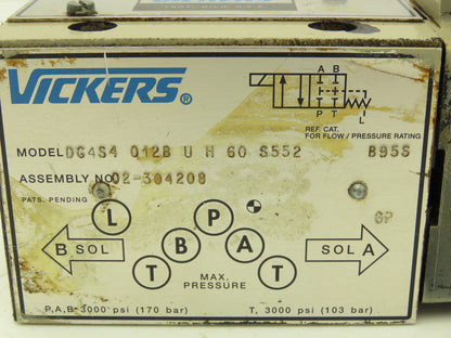 Vickers DG4S4 012B U H 60 S552 Directional Control Solenoid Valve