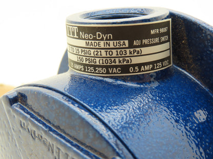 ITT Neo-Dyn 110P4-4C7 Pressure Switch Adjustable 3-15 PSIG 125/250VAC