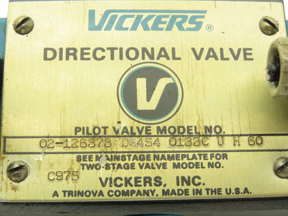 Vickers DG4S4 0133C U H 60 Directional Control Solenoid Valve