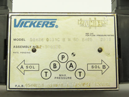 Vickers DG4S4 0131C U H 60 S495 Directional Control Dual Solenoid Valve 24VDC