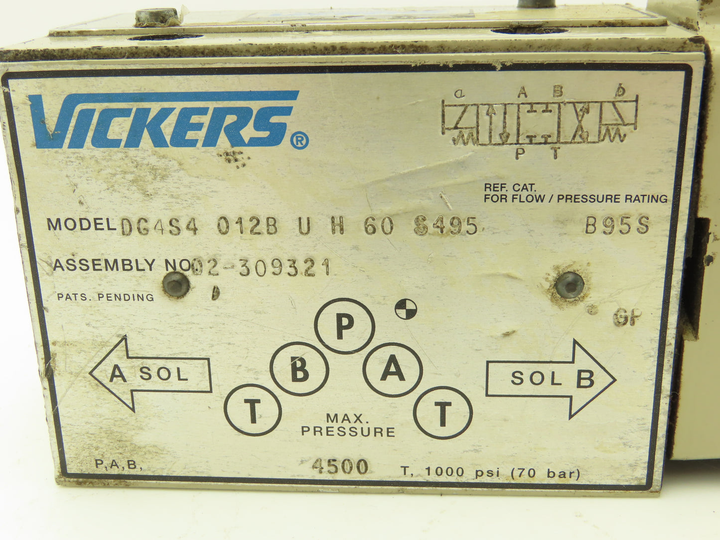 Vickers DG4S4 012B U H 60 S495 Directional Control Solenoid Valve 24VDC