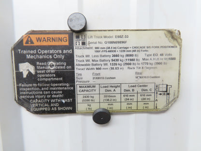 Danaher Controls TSW 180/6-200 Hyster Forklift E60Z Traction Motor 36/48V 961RPM