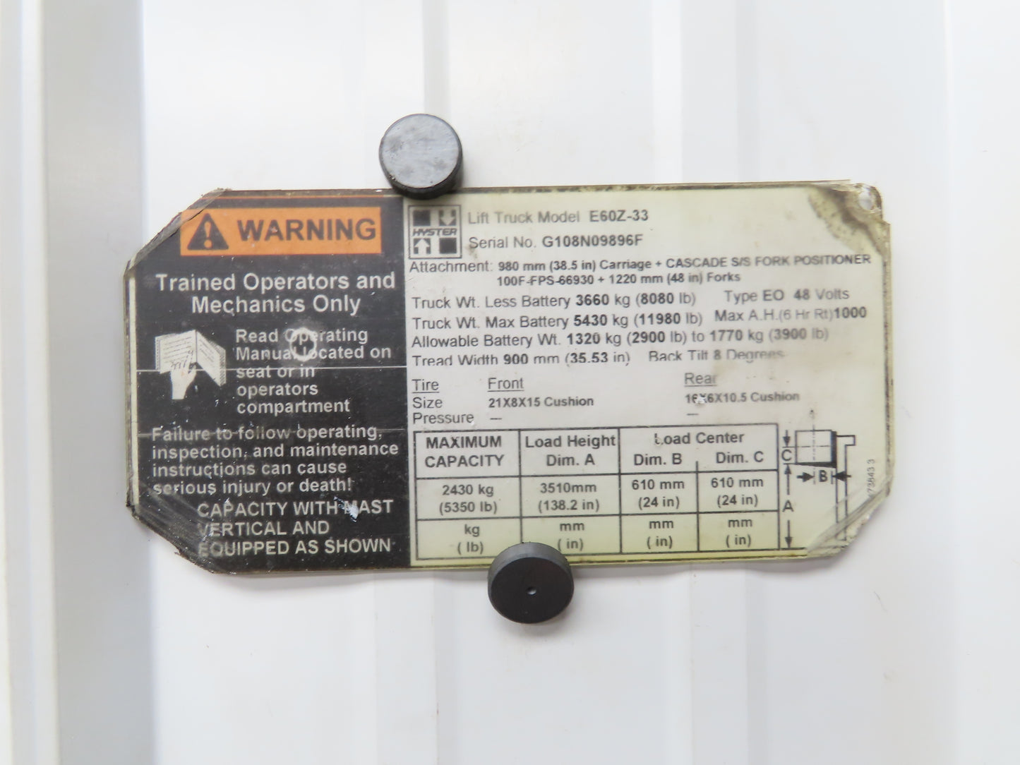 Hyster E60Z-33 Forklift Front Dual Wheel Drive Axle Assembly 6-Lug & Park Brake