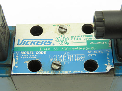 Vickers DG4V-3S-33C-M-U-H5-60 Hydraulic Directional Solenoid Valve 24V Lot of 2