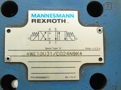 Rexroth 4WE10U31/CG24N9K4 Hydraulic Solenoid Directional Control Valve 24VDC