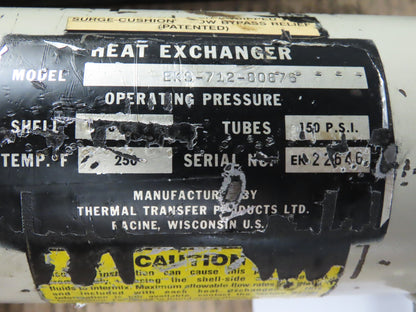Thermal Transfer EKS-712-80876 Oil Cooler Shell & Tube Heat Exchanger 2-Pass