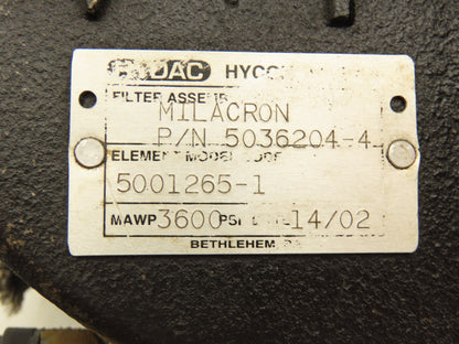 Hycon Hydac 5036204-4 Hydraulic Filter 3600psi 4-Bolt SAE w/Indicator