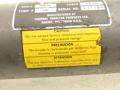 Thermal Transfer B-702-85440 Brass Shell & Tube Heat Exchanger 2-Pass 3/4x1"npt