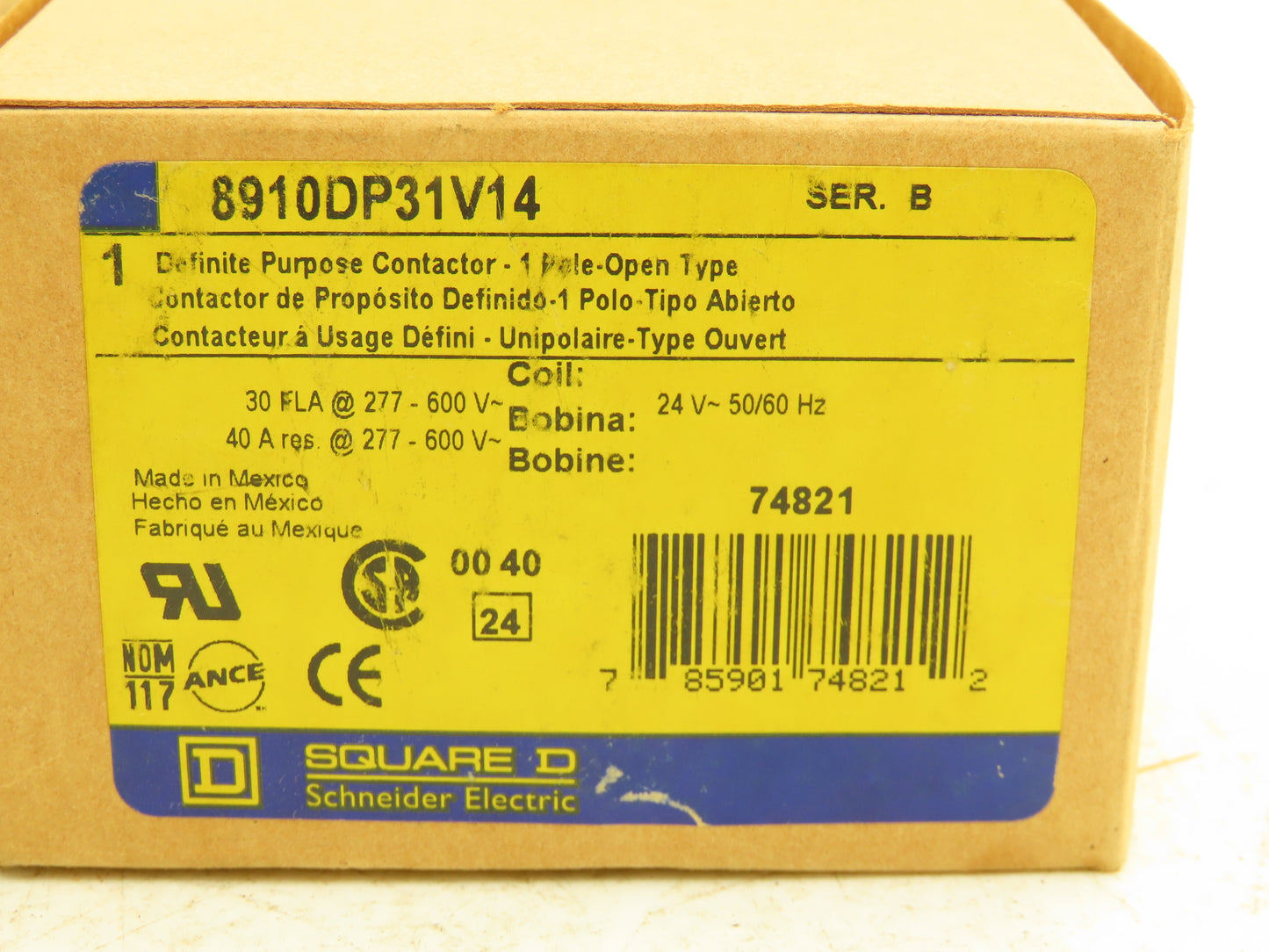 Square D 8910DP31V14 Definite Purpose Contactor 2 Pole/1 Open Lot of 3