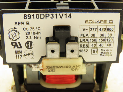 Square D 8910DP31V14 Definite Purpose Contactor 2 Pole/1 Open Lot of 3