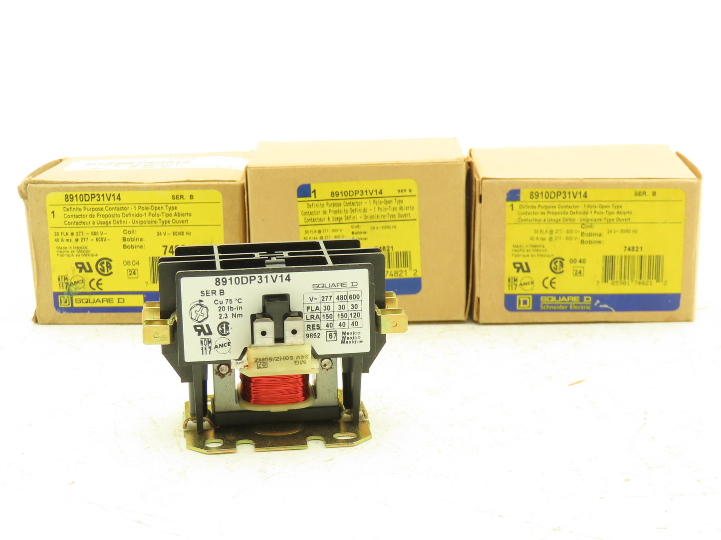 Square D 8910DP31V14 Definite Purpose Contactor 2 Pole/1 Open Lot of 3