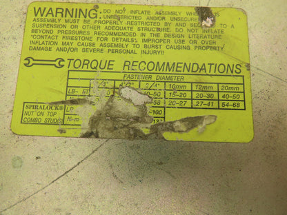 Firestone W01-358-7444 Airide Air Spring Air Bag 12" OD 9" Plate 22D 1.5