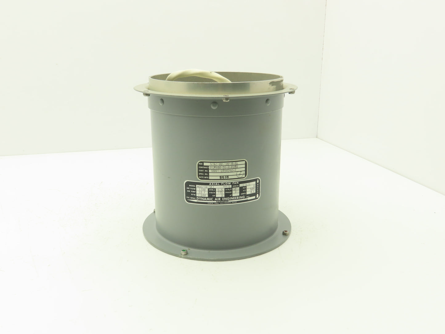 Dynamic Air M6671H-1A1 Vane Axial Fan 1100 CFM 115V 3PH 400Hz 8.5"OD 3-Blade