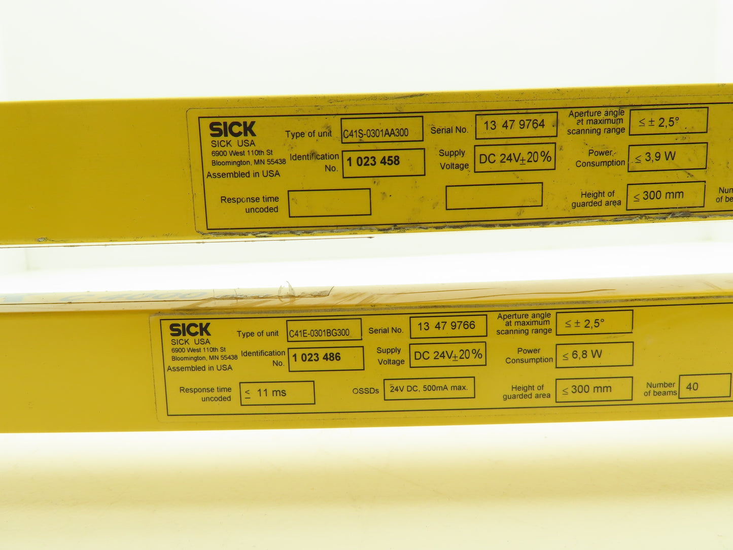 Sick C41E-0301BG300 | C41S-0301AA300 C4000 Light Curtain Sender/Receiver Set M12